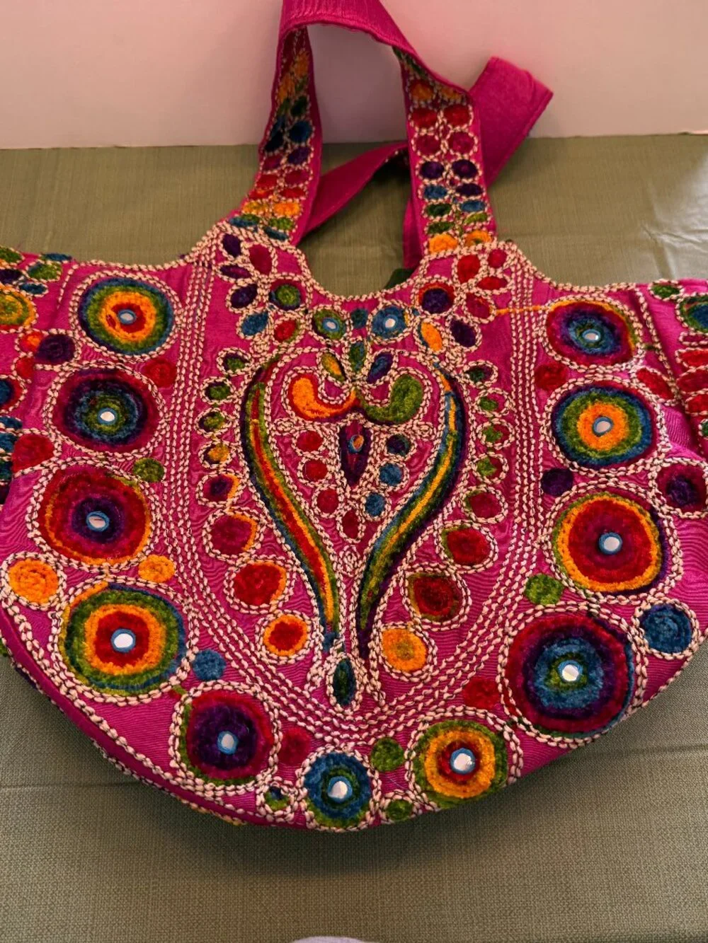 Banjara Floral Tote Bag-Boho Embroidered Shoulder Bag-Indian Purse